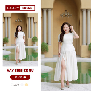 Váy đầm bigsize nữ xẻ tà dự tiệc đi chơi sang chảnh chất mềm mịn LUCY bigsize 50 - 90 kg