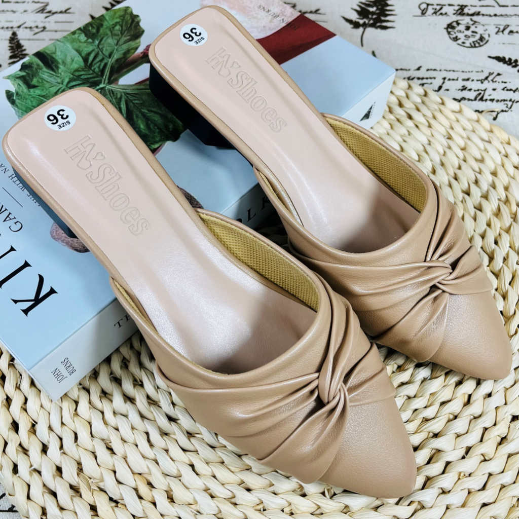  HN-03 Giày Dép Nữ Sục 3P Nơ Xếp Sáng Tạo Chuẩn Size Êm Chân Chuẩn Hàng Shop - HẠNH NGUYÊN STORE 