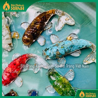 [29 MÀU] Cá koi phong thủy có xu tài lộc, cá koi đá thạch anh thả bát thả hoa, bát mình đường tụ thủy bàn thờ thần tài