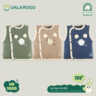  Áo Gile cho bé sơ sinh Ualarogo 0-2 tuổi vải nỉ xốp Cotton Ceiling ấm áp co giãn mềm mại 3808 