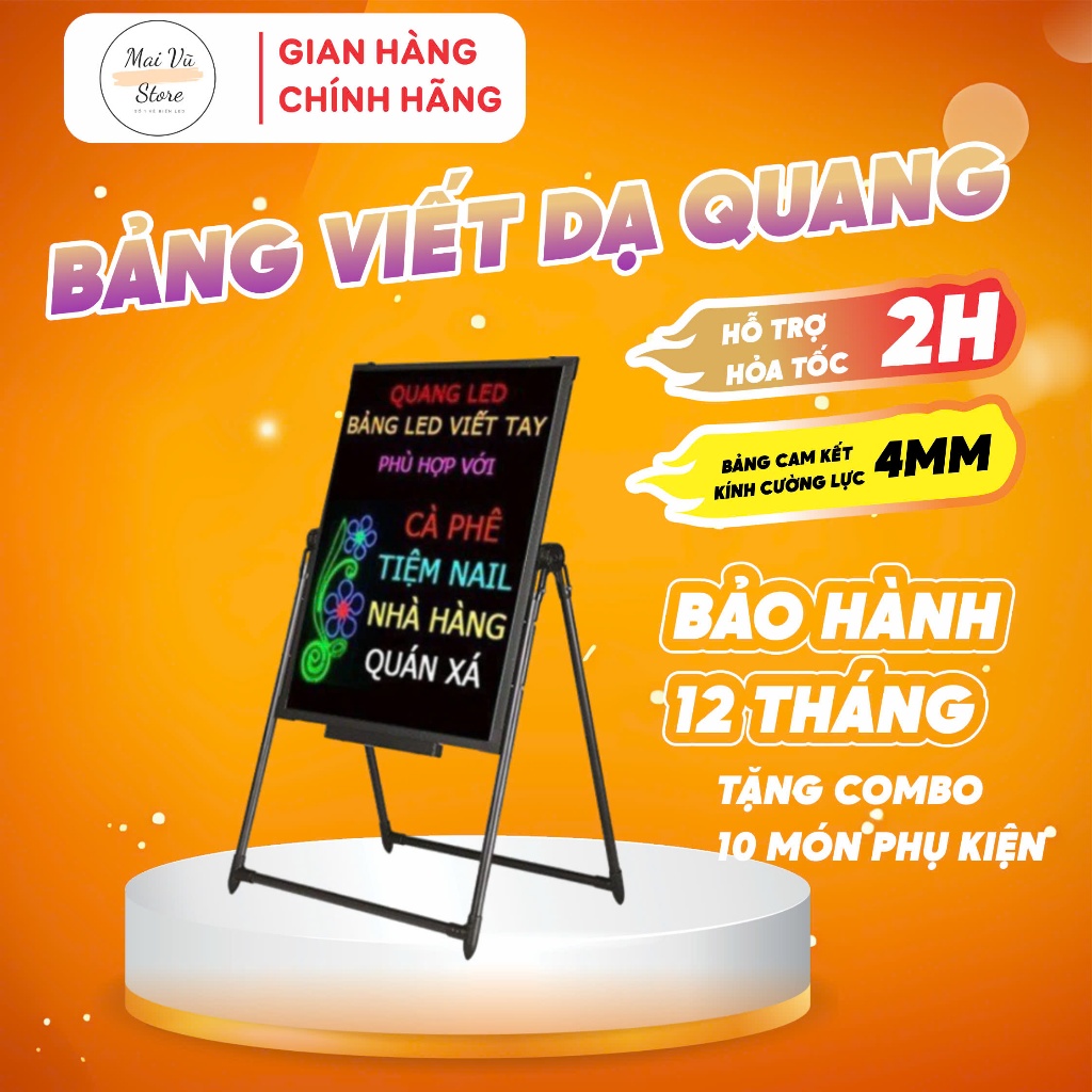 Bảng Huỳnh Quang, Bảng Viết Dạ Quang ( Tặng kèm combo 10 món phụ kiện ) MAI VŨ STORE