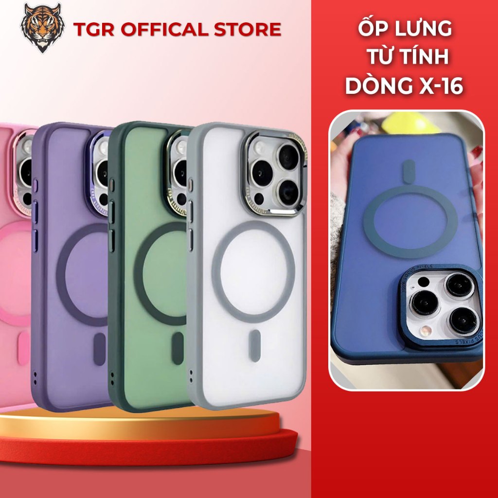 Ốp lưng hỗ trợ sạc từ tính cho lPhone X/11/12/13/14/15/16, ốp lưng nhám chống bẩn, có bảo vệ camera