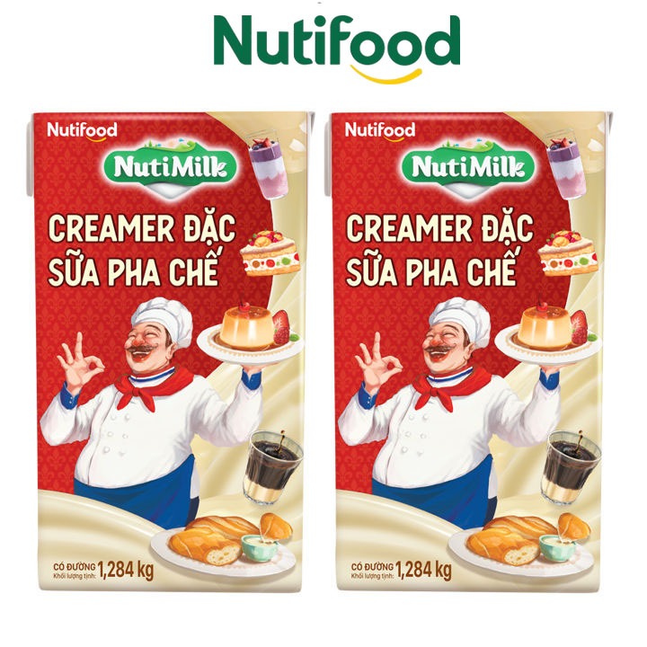 Combo 02 hộp Creamer đặc Sữa pha chế có đường NutiMilk 1284g - NUTIFOOD SHOP