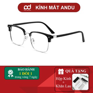  Gọng kính cận nửa viền thời trang nam nữ ANDU dáng chữ nhật chống tia UV chất liệu kim loại- 16178 