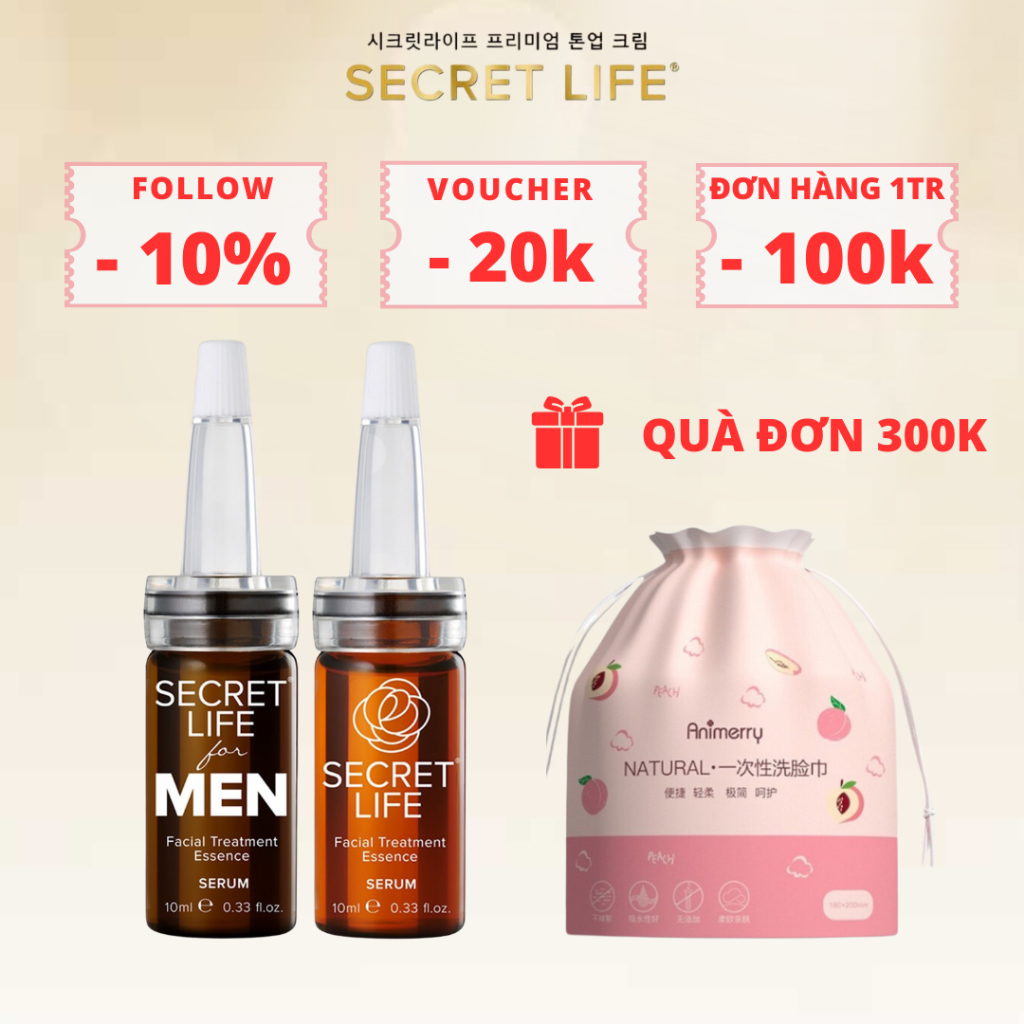 Serum dưỡng da trị mụn, ngăn ngừa mụn Secret Life, serum hỗ trợ mờ thâm giúp da căng bóng