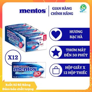 Kẹo Ngậm Mentos Không Đường Kẹo Ngậm Mentos Hương Bạc Hà Mentos Clean Breath Nhiều Hương Cực Ngon Date Mới-Hộp Thiếc 35g