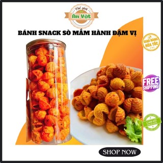Bánh Snack sò mắm hành giòn rụm,đậm vị siêu ngon,lon pét lớn 250g
