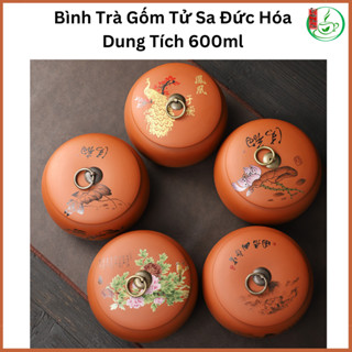 Hũ, Bình Đựng Trà Bằng Gốm Tử Sa Đức Hóa Dung Tích 600ml Đựng Khoảng 150 Gam Trà Nắp Chống Ấm Rất Khít