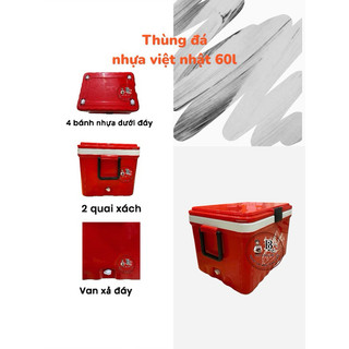 thùng đá đỏ 60L,không kèm phụ kiện (không kèm khung khay bên trong)