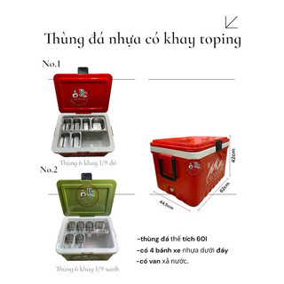 thùng đá đỏ 60L,không kèm phụ kiện (không kèm khung khay bên trong)