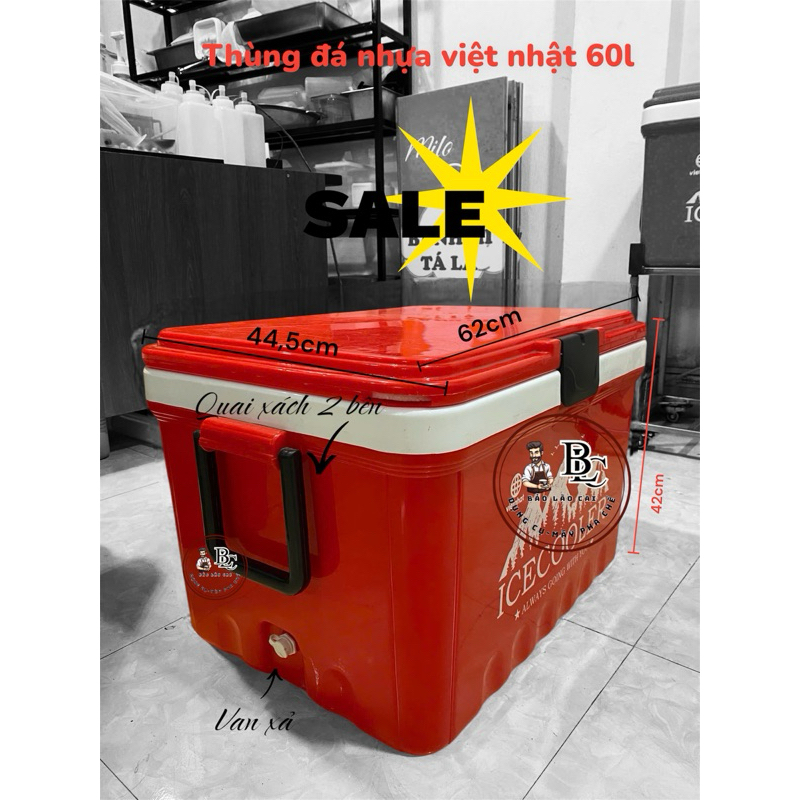 thùng đá đỏ 60L,không kèm phụ kiện (không kèm khung khay bên trong)