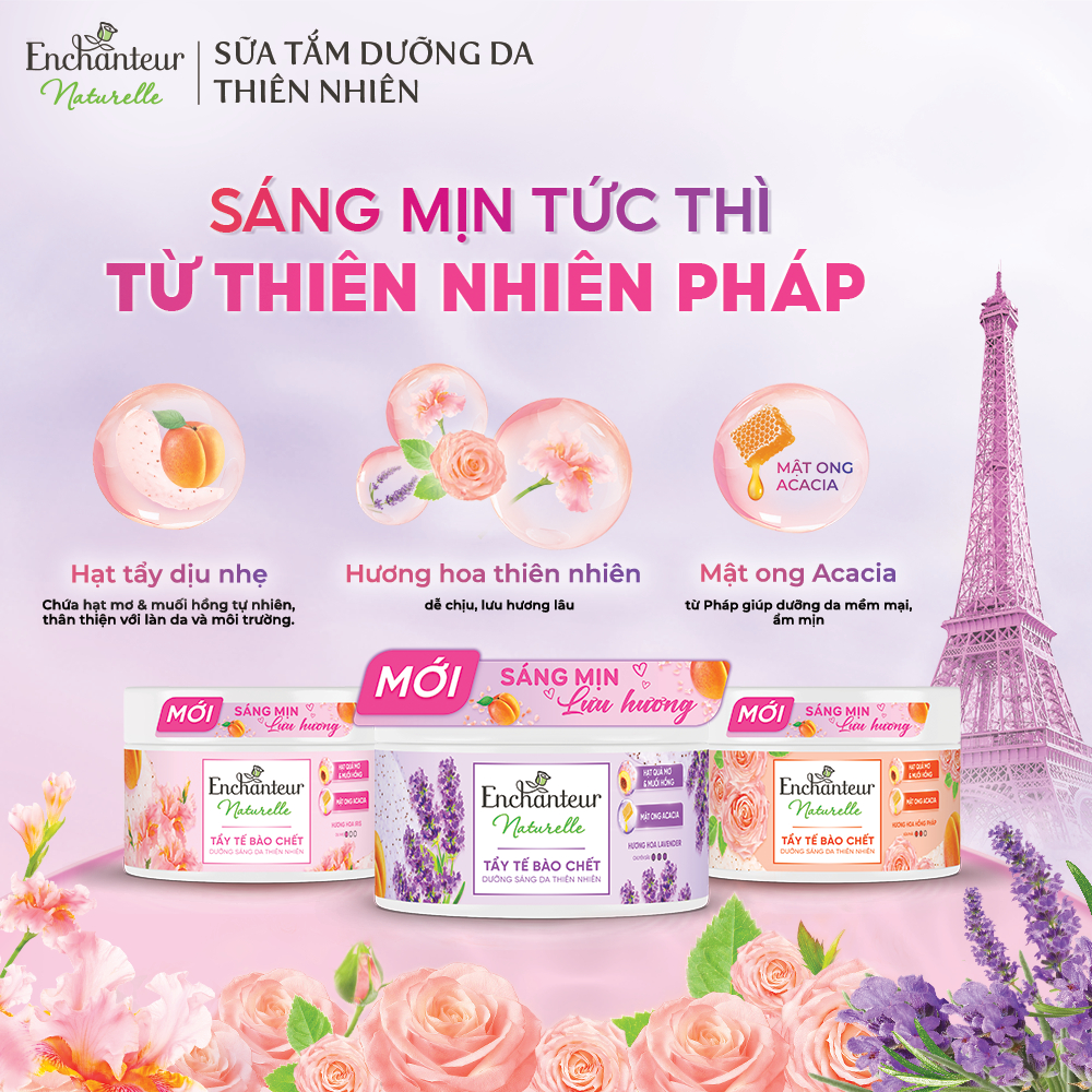 [MỚI] Tẩy tế bào chết dưỡng sáng da thiên nhiên Pháp Enchanteur Naturelle với Hạt quả mơ, Muối hồng & Mật ong 250g | BigBuy360 - bigbuy360.vn