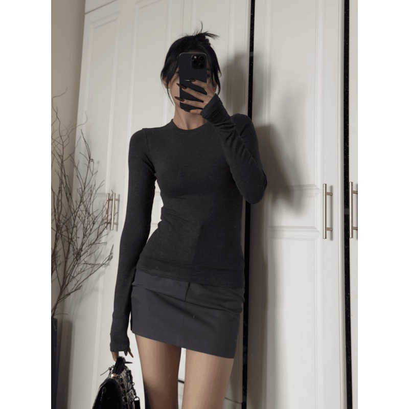 Áo Thun Zip Nhập Dài Tay Cổ Tròn thắt eo ôm body tôn dáng- Áo giữ nhiệt nữ m660 | BigBuy360 - bigbuy360.vn