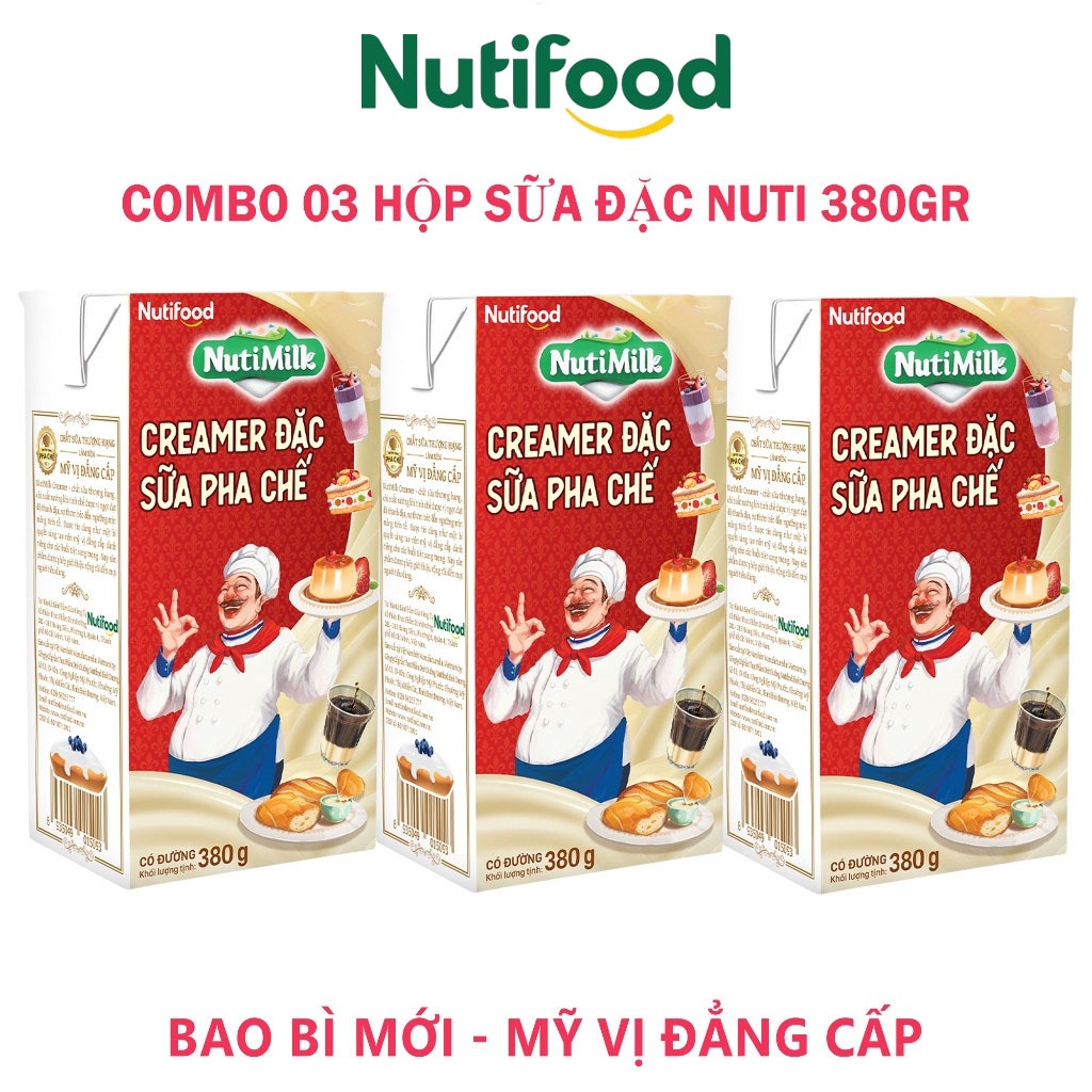 COMBO 05 LON/ HỘP 380G CREAMER SỮA ĐẶC PHA CHẾ NUTIMILK - NUTIFOOD SHOP