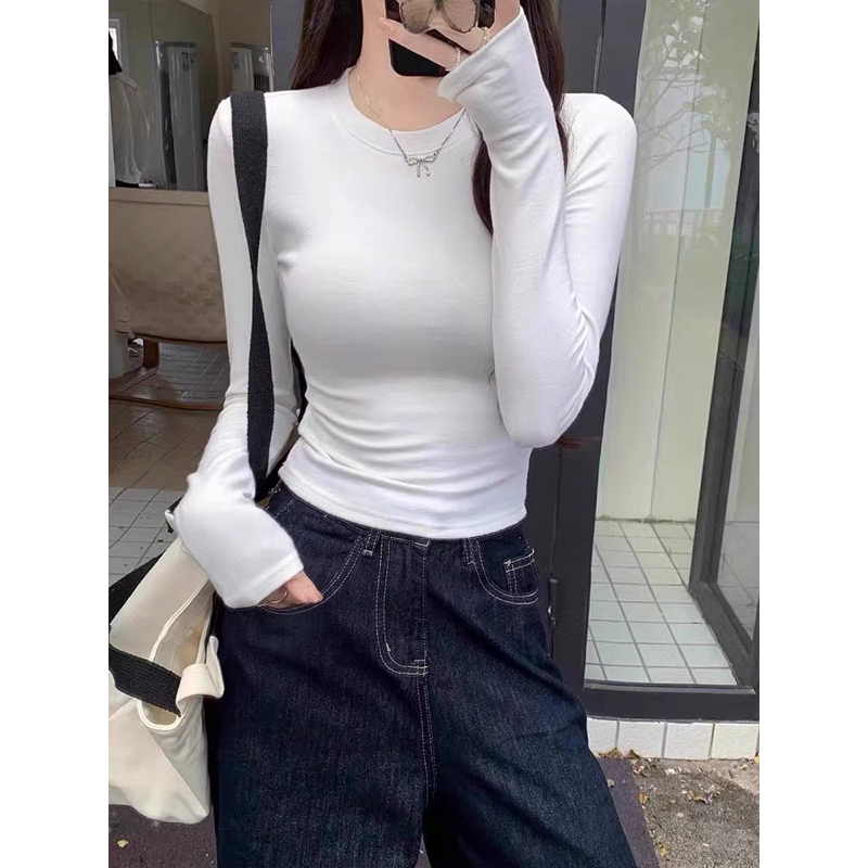 Áo Thun Zip Nhập Dài Tay Cổ Tròn thắt eo ôm body tôn dáng- Áo giữ nhiệt nữ m660 | BigBuy360 - bigbuy360.vn