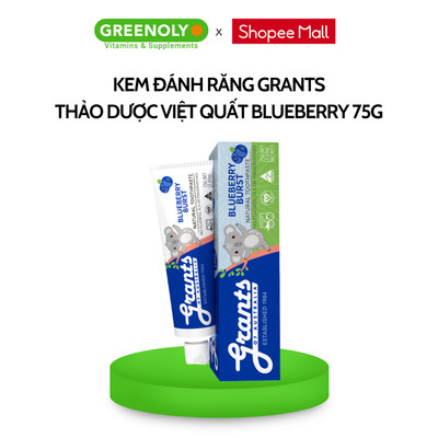 Kem Đánh Răng Việt Quất Dành Cho Trẻ Em Grants Of Australia Ngăn Ngừa Mảng Bám, Bổ Sung Canxi Khoáng Chất 75g
