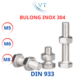 [10 BỘ] Bulong + Tán Inox 304 M5 M6 M8 - Dài 10mm đến 150mm - Lục Giác Ngoài Không Gỉ, Sáng Bóng, Chịu Lực Tốt