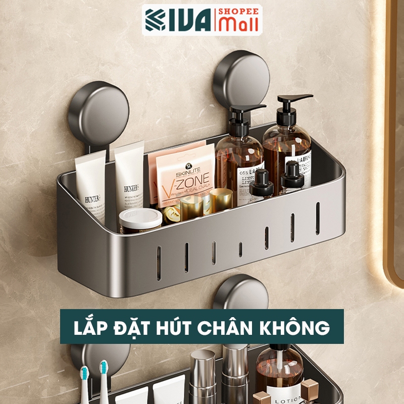 Kệ để, đựng đồ nhà tắm, phòng tắm KIVA, lắp đặt hút chân không. Chất liệu nhôm hàng không