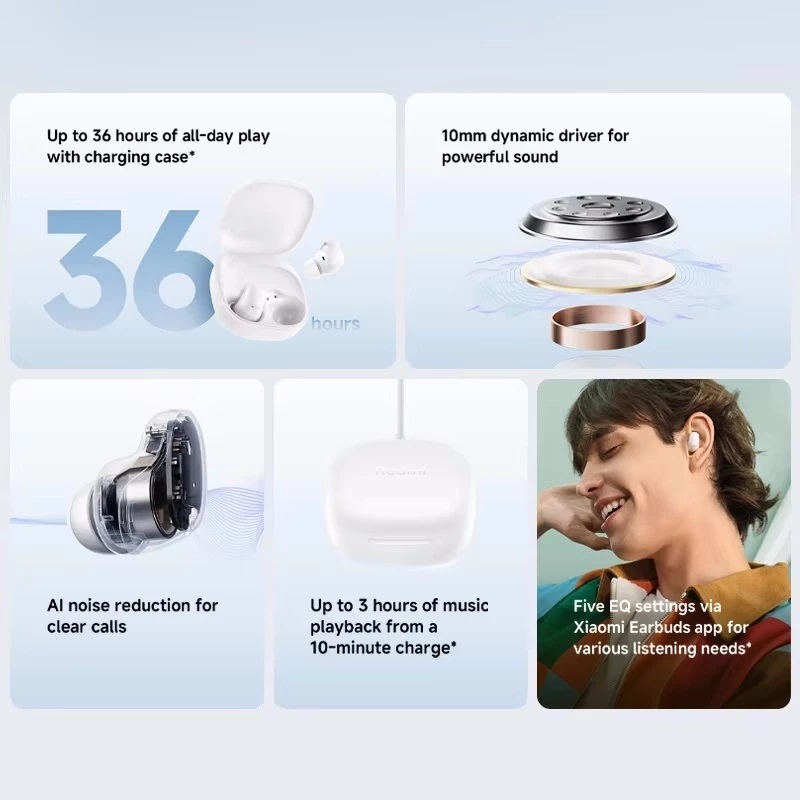 Tai Nghe Bluetooth Xiaomi Redmi Buds 6 Play | Giảm Tiếng Ồn | Thời Lượng Pin 36h - Bảo Hành 12 Tháng (Không kèm sạc) | BigBuy360 - bigbuy360.vn