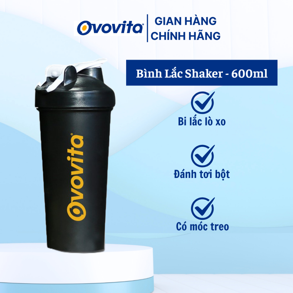 Bình lắc shaker OVOVITA phụ kiện thể thao thiết kế tiện lợi dùng cho người tập luyện thể dục gymer d
