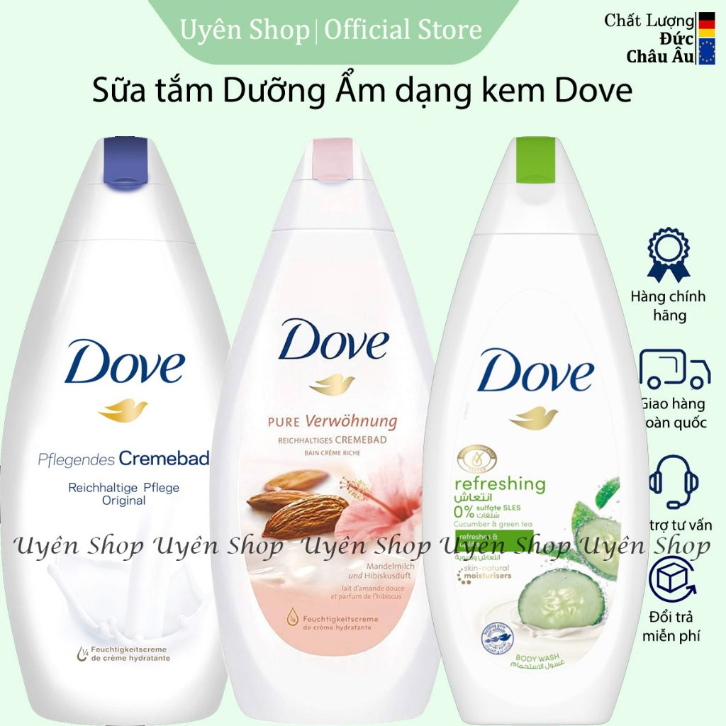  Sữa tắm Dưỡng Ẩm dạng kem của Dove Pflegendes Hàng Đức dưỡng ẩm và làm da trắng da cực thơm 750ml 