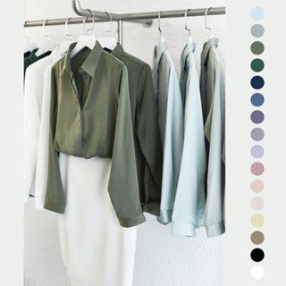 Áo Sơ Mi Nữ Công Sở Cơ Bản GILLEE Lụa Nhung Cao Cấp Màu Pastel Sang Trọng FAS216