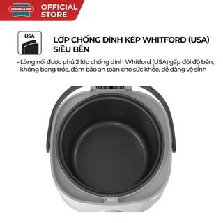 Nồi cơm điện 1.8L Sunhouse SHD8611- Lòng nồi: 1mm, chống dính 2 lớp vân đá, 4-6 người dùng - Sản xuất tại Việt Nam