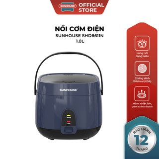 Nồi cơm điện 1.8L Sunhouse SHD8611- Lòng nồi: 1mm, chống dính 2 lớp vân đá, 4-6 người dùng - Sản xuất tại Việt Nam