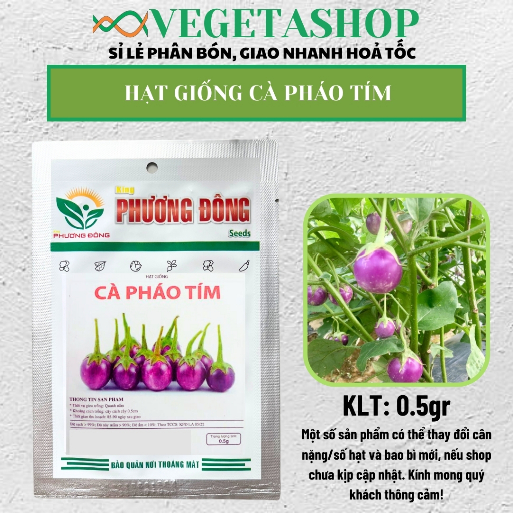 HẠT GIỐNG CÀ PHÁO TÍM 0.5gr- VEGETASHOP