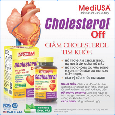 Viên uống giảm cân giảm mỡ máu MediUSA Cholesterol Off⚡Nhập khẩu Mỹ⚡Hộp 60 viên giúp giảm nguy cơ bé