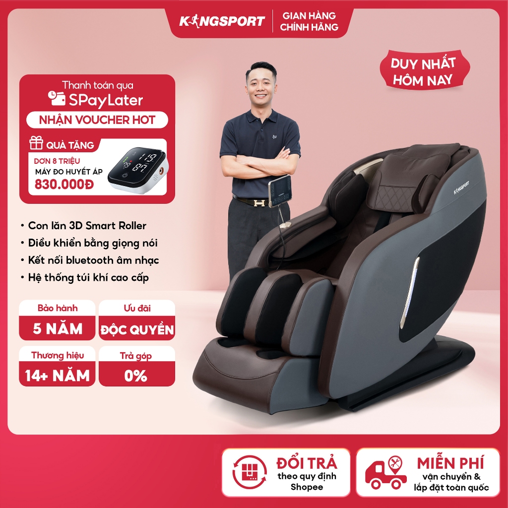 Ghế massage KINGSPORT G91 cao cấp con lăn 3D với 8 bài tập, chế độ quét cơ thể thông minh túi khí massage chân cao