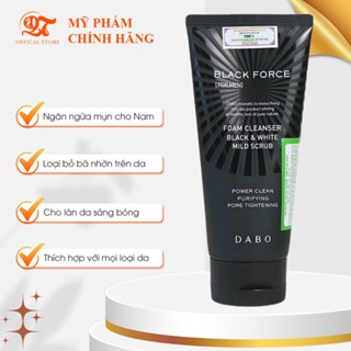 Sữa rửa mặt Nam trắng da sạch mụn Dabo Black Force Hàn Quốc 120ml - Hàng Chính Hãng