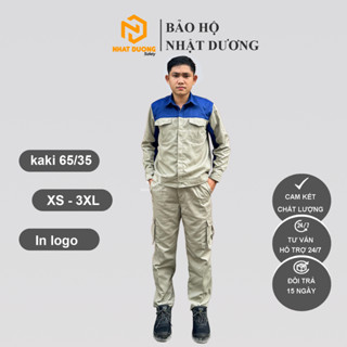  Quần áo bảo hộ lao động nam nữ vải xịn dài tay màu ghi TB14 đồ lao động công nhân kỹ thuật quần lao động túi hộp 