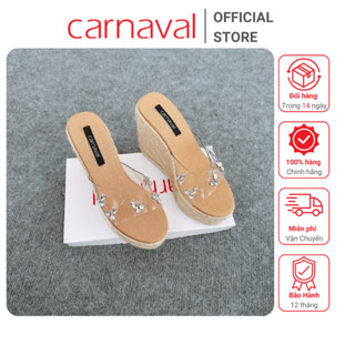 Dép Xuồng Đế Cói Quai Mika Đính Đá Carnaval Siêu Lấp Lánh Cao 10cm Siêu Tôn Dáng - VS88