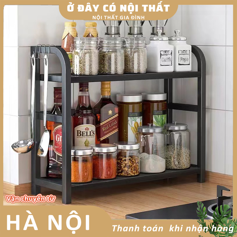 Kệ Gia Vị Kệ Đựng Gia Vị Giá Đựng Gia Vị Kệ Đồ Nhà Bếp Kệ Đựng Đồ Nhà Bếp Mặt Gỗ Khung Thép Cacbon S