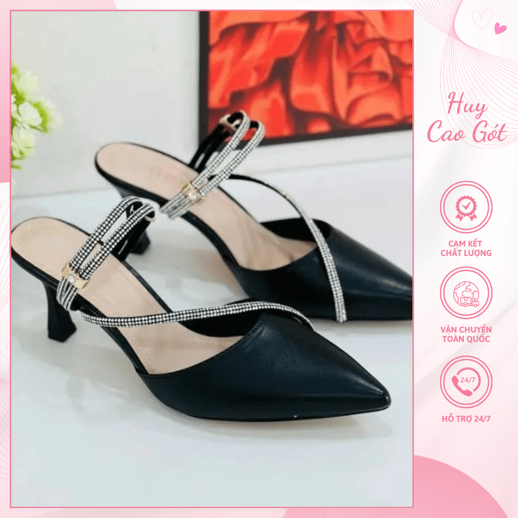 Giày cao gót 7 phân, sandal nữ bít mũi dây quai đá  hottrend mã H28