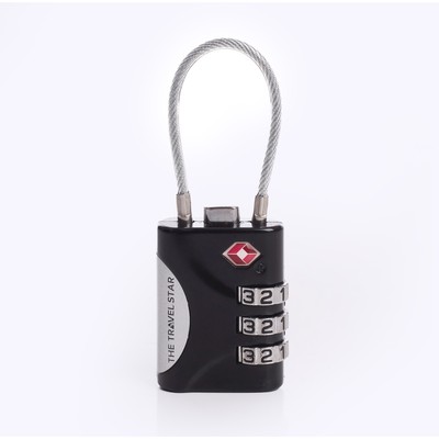 Ổ Khoá Số TSA Khoá Vali Du Lịch Chống Trộm The Travel Star C00-347 TSA Lock with Cable S Black - Hàng chính hãng