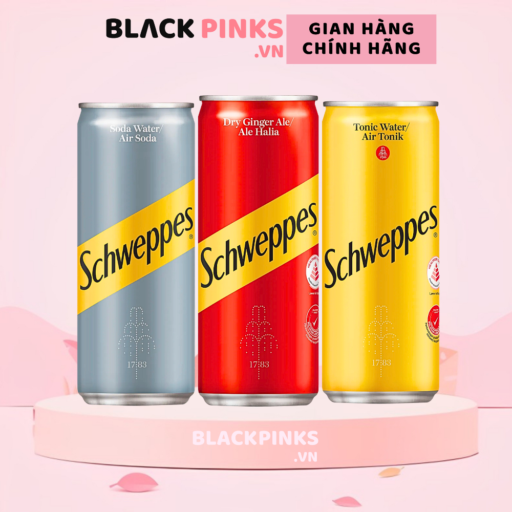 (Lốc 6 lon) Nước soda Schweppes không đường/Dry Ginger Ale/Tonic Water lon 320ml