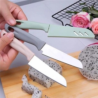 Dao cắt gọt trái cây làm bếp đa năng có vỏ bọc, dao gọt hoa quả rau củ mini đi phượt du lịch dã ngoại đi rừng có nắp đậy