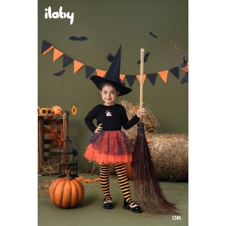 Đồ halloween cho bé gái ILABY set hoá trang bé gái bí ngô chất liệu thun cotton phối tutu [1348]
