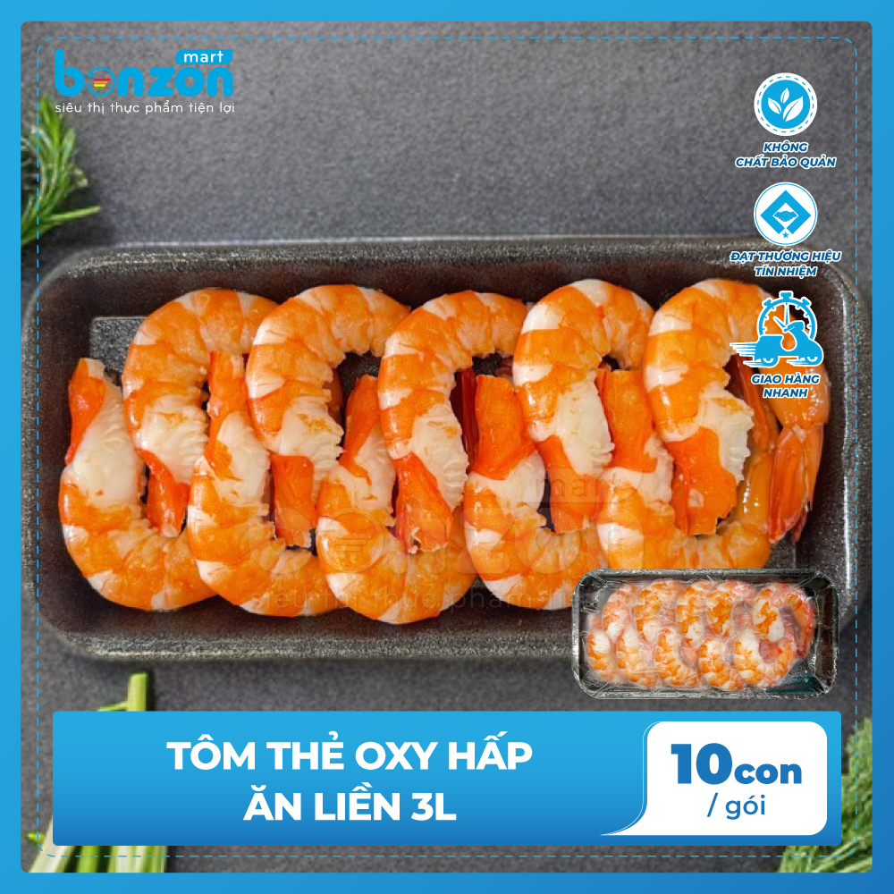 Tôm thẻ oxy hấp ăn liền 3L - Bonzon (10 Con)