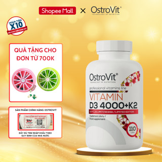 Tăng hấp thu canxi Ostrovit Vitamin D3 4000IU + K2 giúp xương chắc khỏe, ngăn ngừa chuột rút và co thắt cơ hộp 110 viên