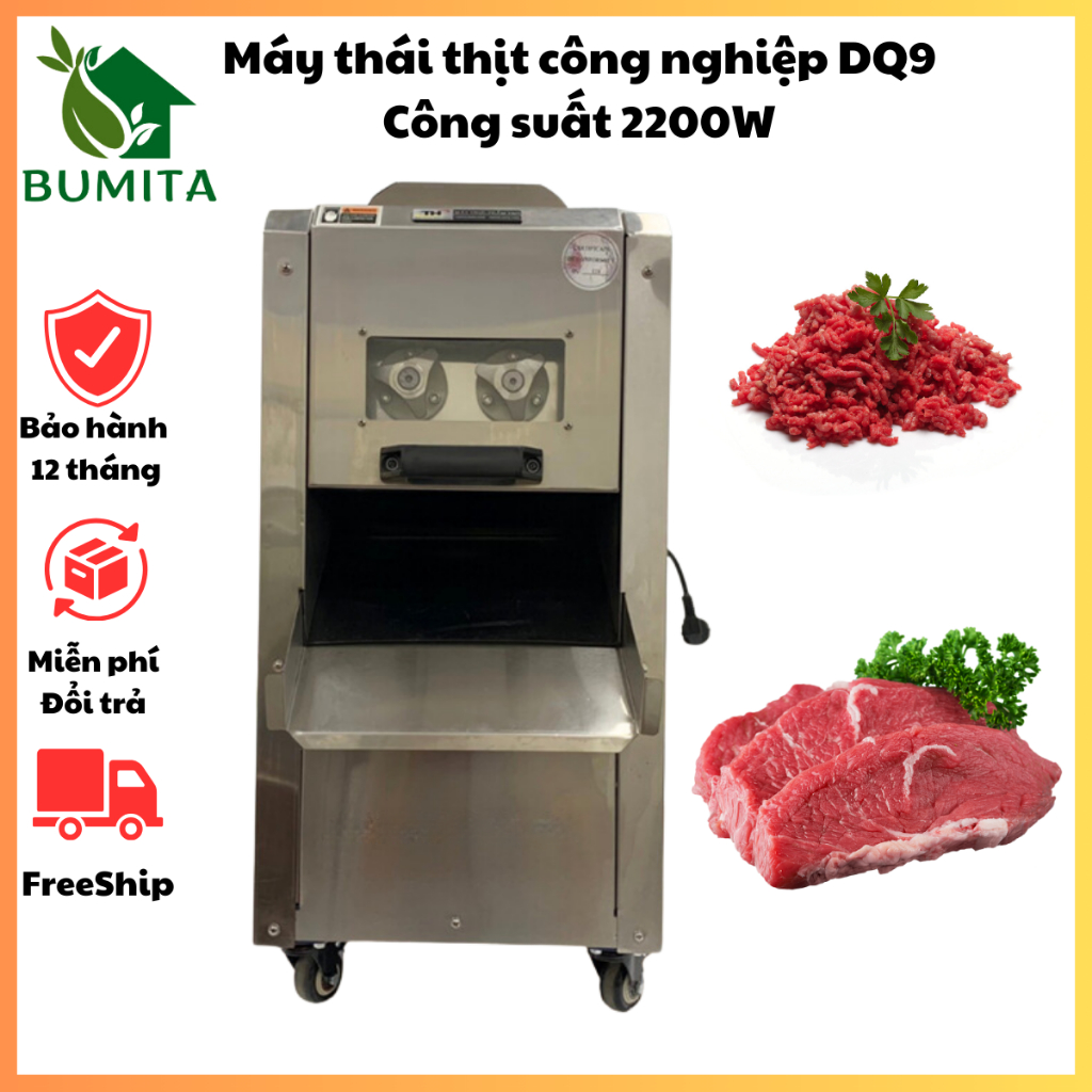 Máy Thái Thịt Tươi Sông DQ-9 Công Xuất 2200W Cho Năng Xuất 300kg/h Thiết Kế INOX Chắc Chắn Bảo Hành 12 Tháng