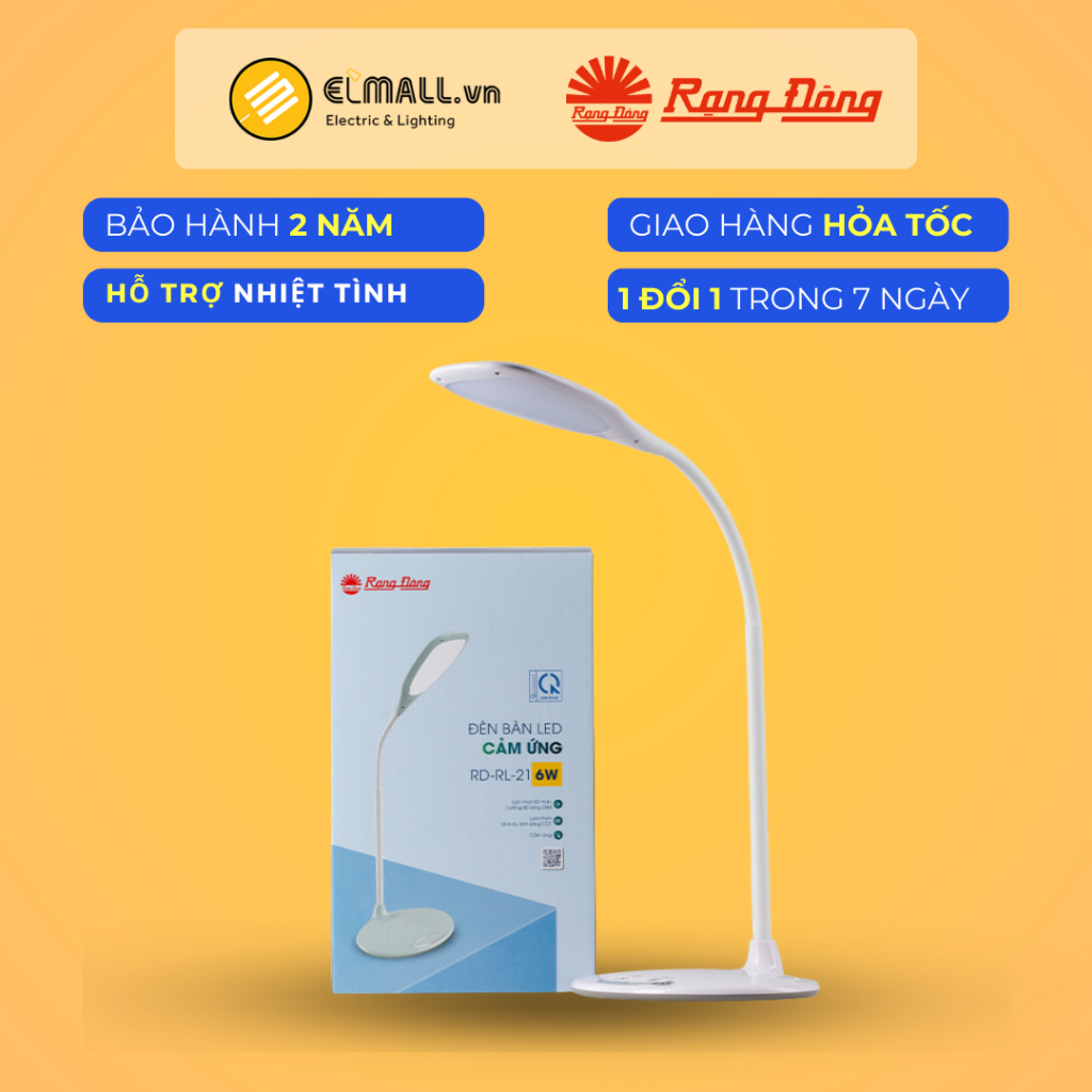 Đèn Bàn Học Chống Cận Rạng Đông 8W Cảm Ứng 3 Mức Sáng Bảo Vệ Mắt Thị Lực MODEL RD-RL-21
