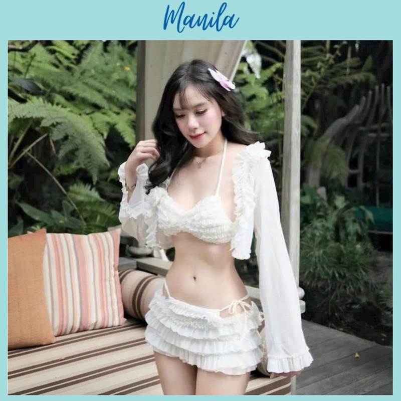 M970 - Set bikini 4 món lưới cột nơ tôn dáng đi biển đi du lịch quyến rũ MANILA | BigBuy360 - bigbuy360.vn