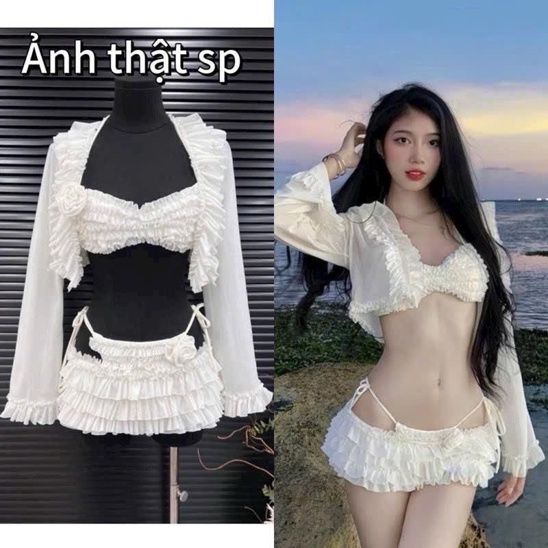 M970 - Set bikini 4 món lưới cột nơ tôn dáng đi biển đi du lịch quyến rũ MANILA | BigBuy360 - bigbuy360.vn