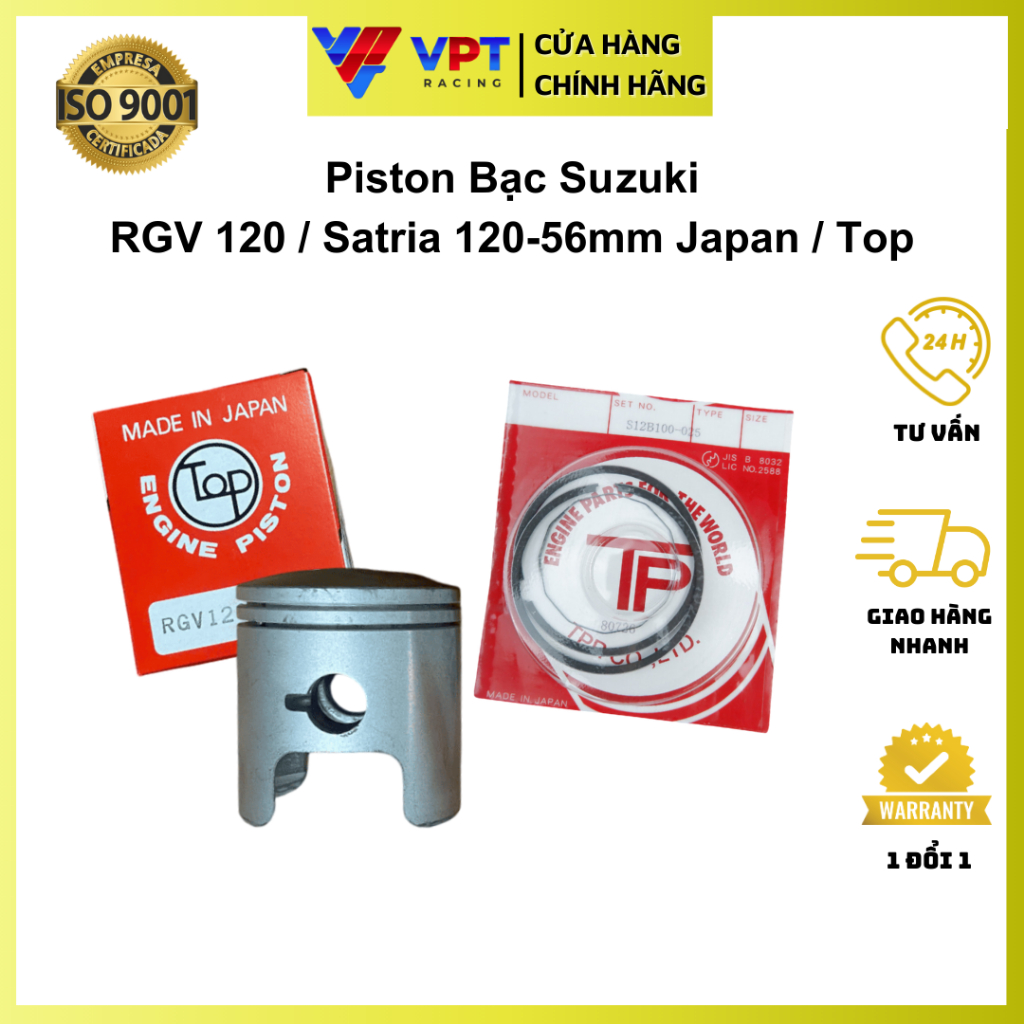 Bộ piston + bạc sét măng Sport | Combo piston bạc Xipo 120, Satria120-56mm chính hãng TOP TOP-PT-RGV