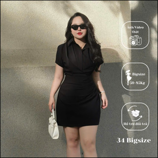 Đầm bigsize nhún eo 34DA036, đầm ngắn đi tiệc sang chảnh cho nữ 34 Bigsize trẻ trung năng động