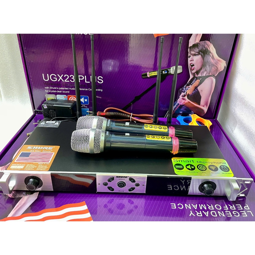 MICRO MICRO KHÔNG DÂY SHURE UGX23 PLUS CAO CẤP - MIC HÁT GIA ĐÌNH - LỌC TIẾNG CỰC HAY, CHỐNG HÚ RÈ, 