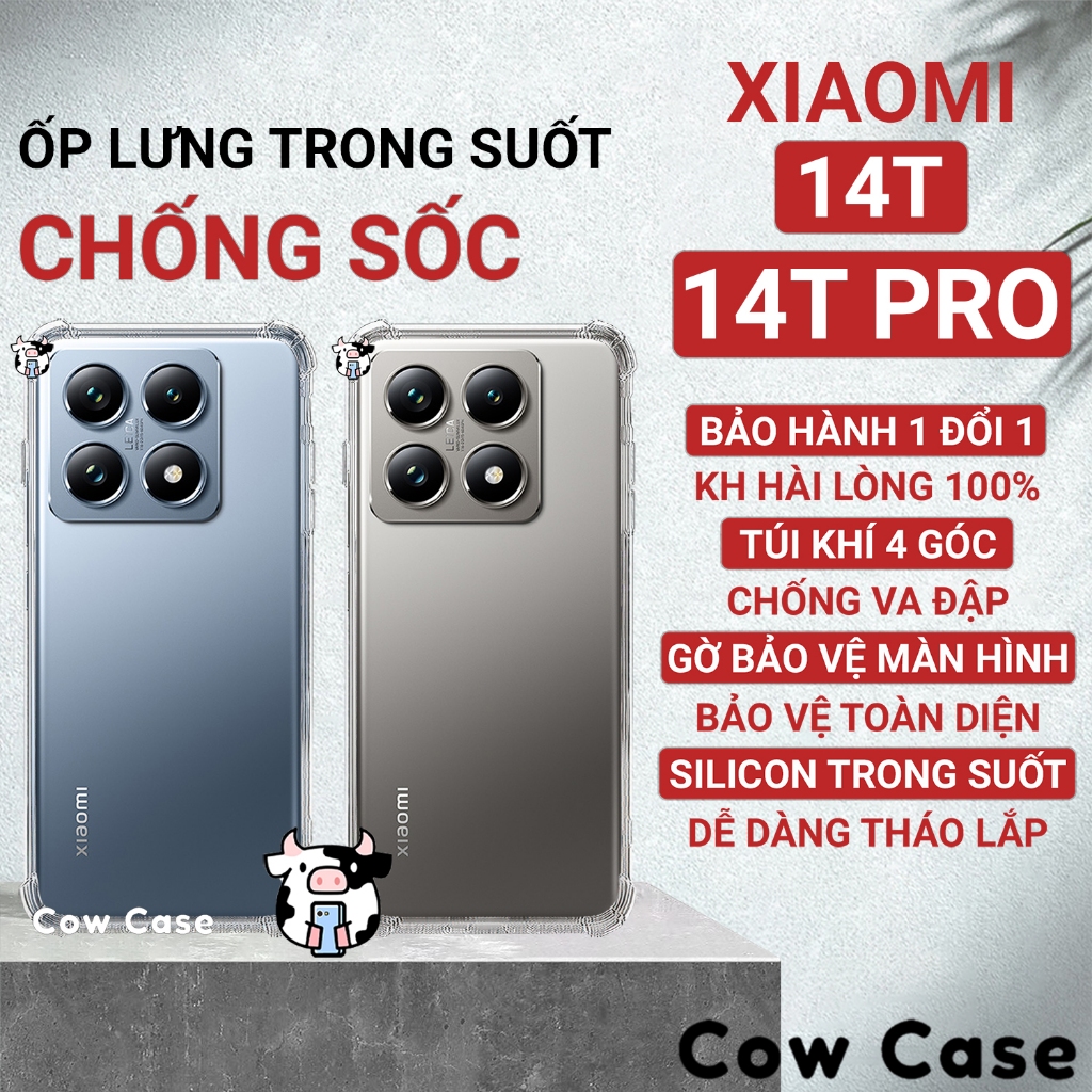 Ốp lưng Xiaomi 14T, 14T Pro 5G chống sốc silicon Cowcase | Vỏ lưng điện thoại Redmi bảo vệ camera toàn diện TRON